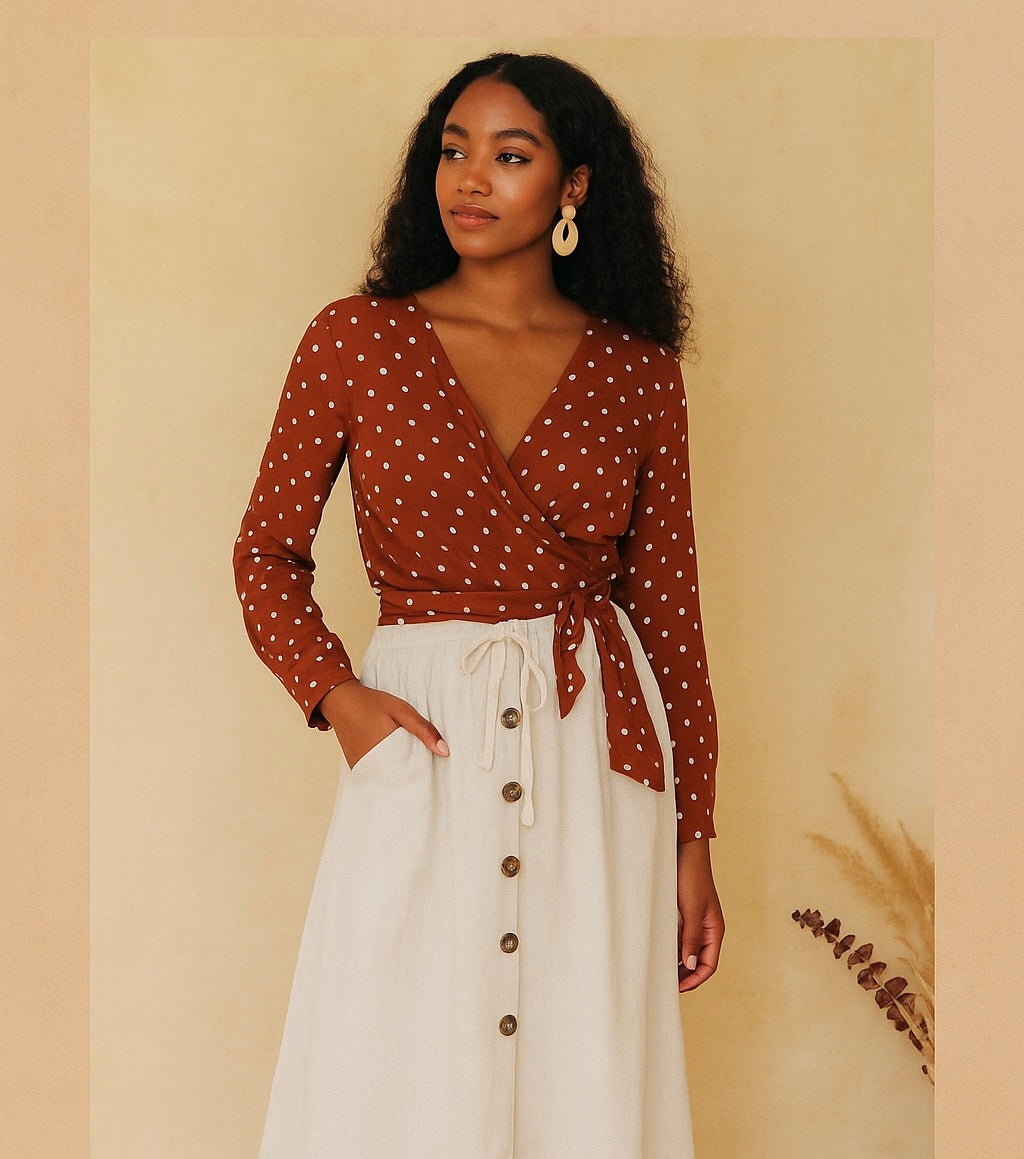 Blouse à pois blanc