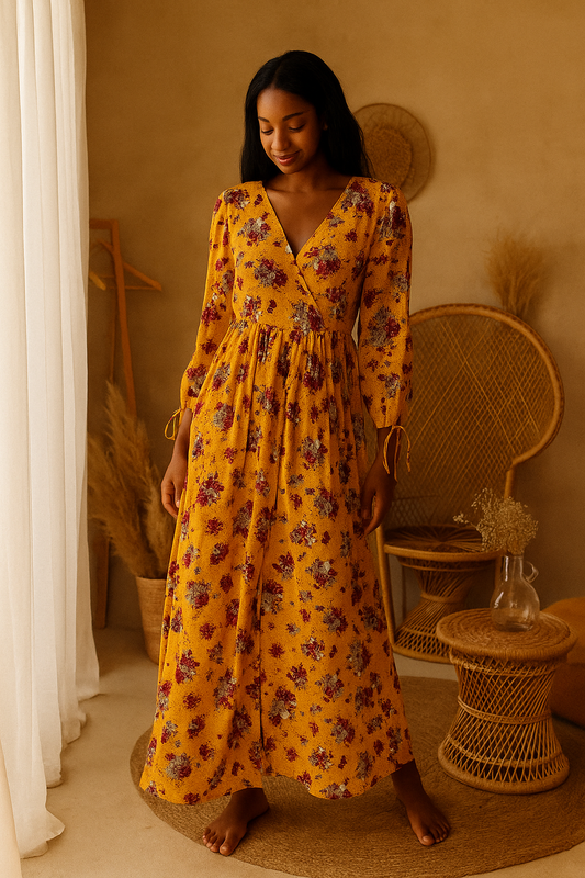 Robe mousseline jaune
