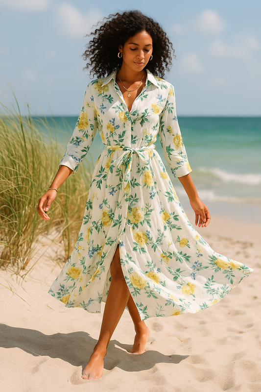 Robe chemise fleurie