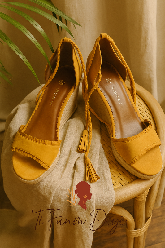 Espadrilles compensées moutarde