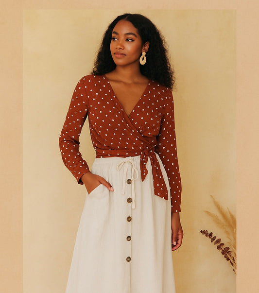 Blouse à pois blanc